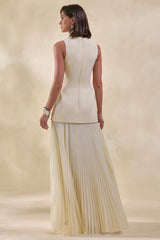Hadley | Stone Boat-Neck Maxi Dress With Drop-Waist